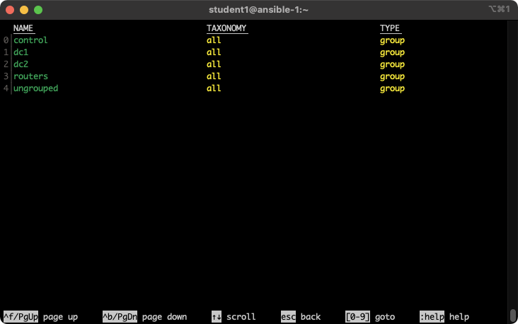 ansible-navigator groups