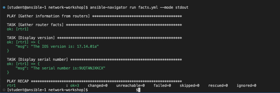 ansible-navigator stdout screenshot