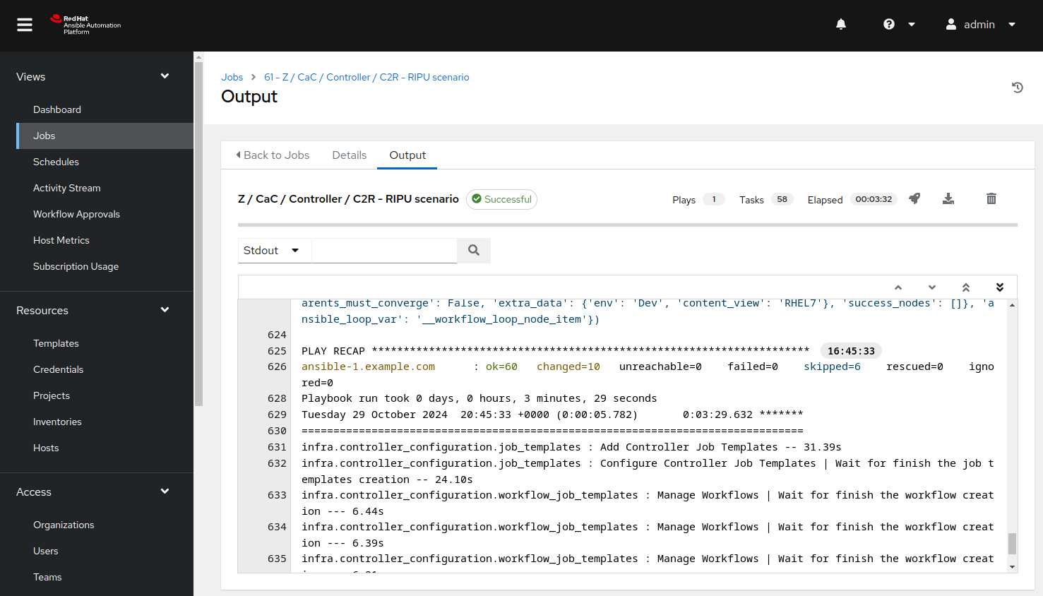 Job templates filtered list