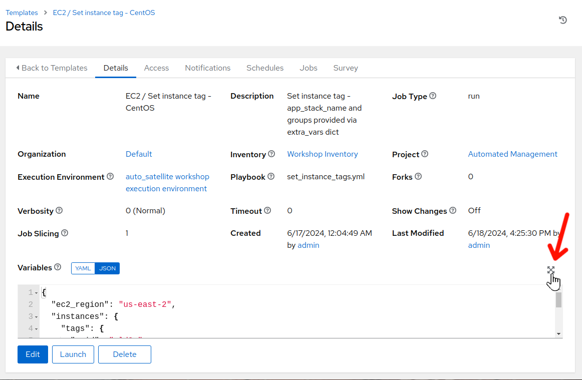 View job template details