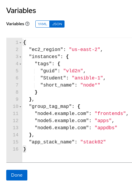 Expanded job template variables