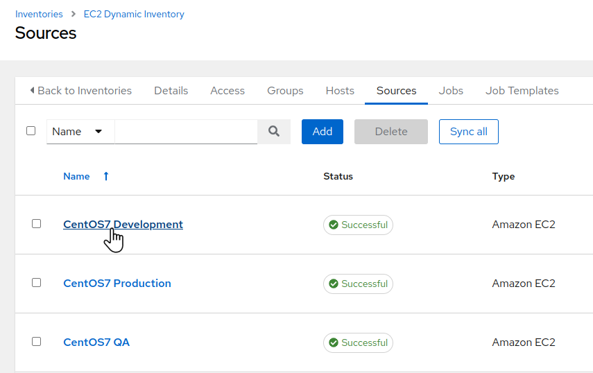 Controller inventories sources