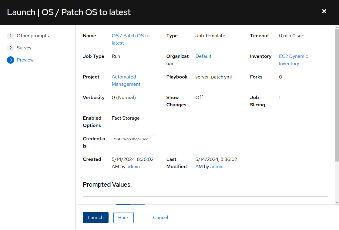 "OS / Patch OS to latest" review dialog