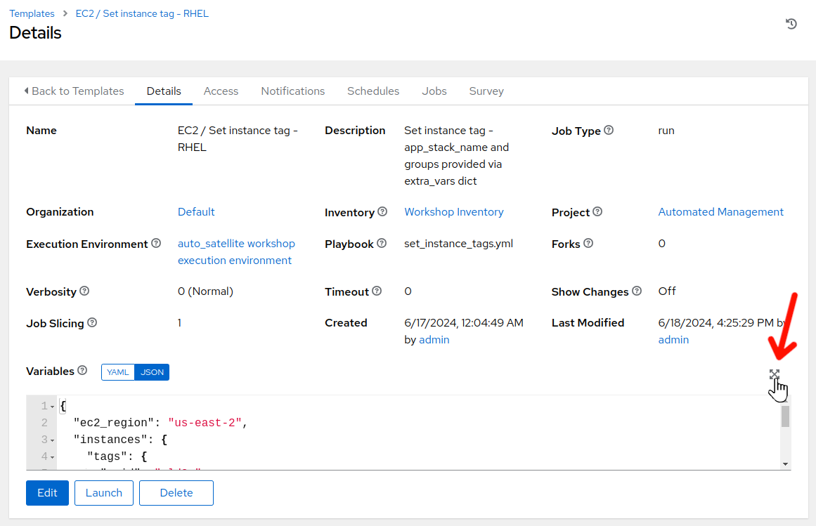 View job template details