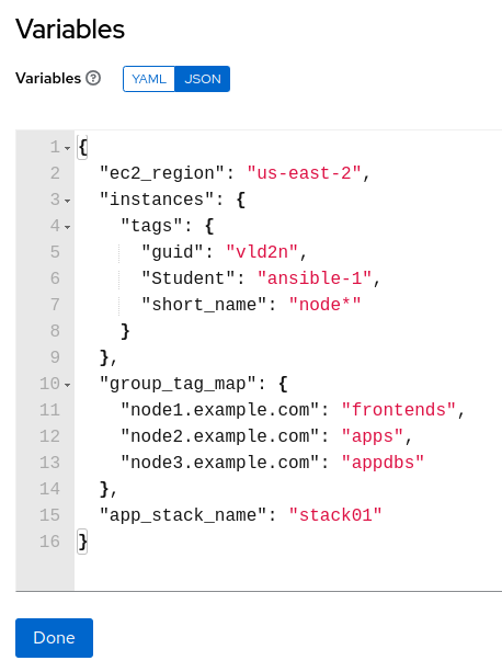 Expanded job template variables