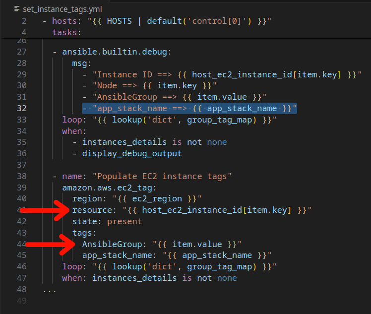 Ansible playbook for group tags