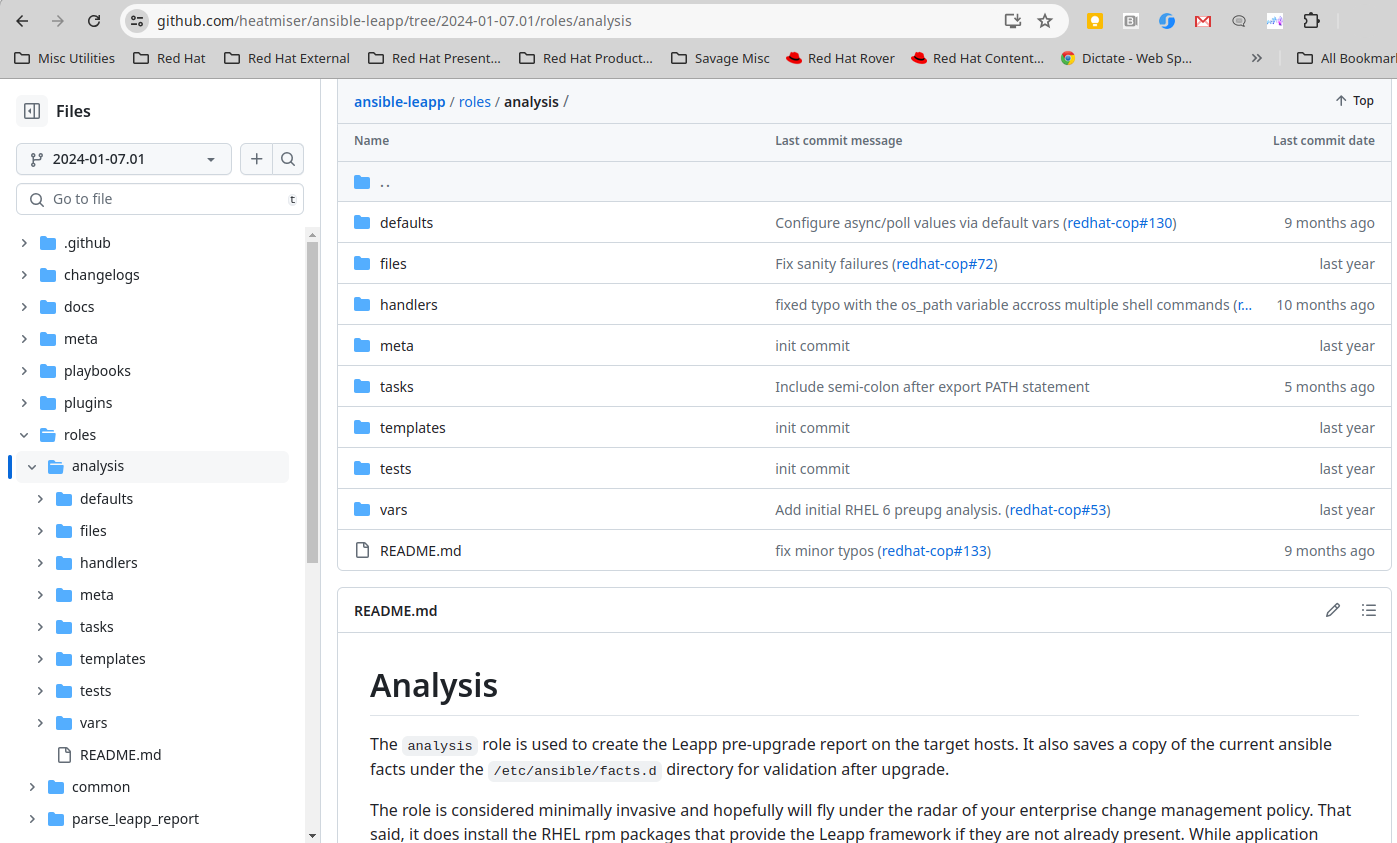 infra.leapp fork analysis role