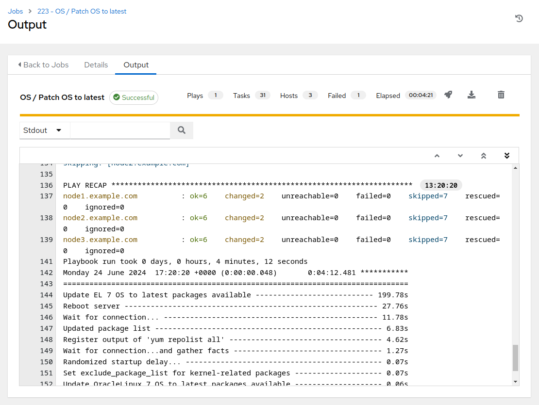 "OS / Patch OS to latest" job output