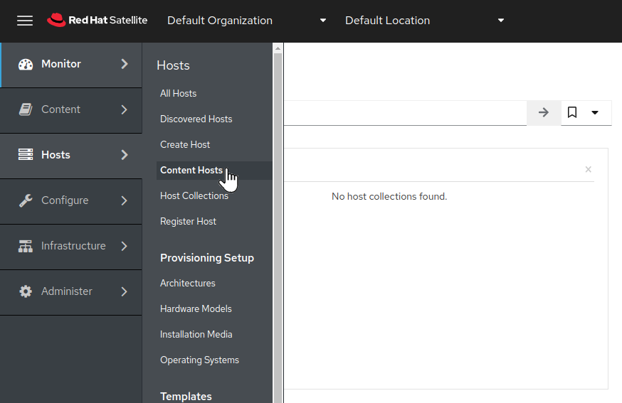 Select Content Hosts on Satellite Web UI