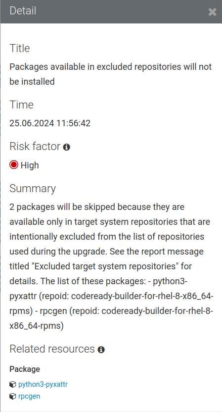 Details view of packages available in excluded repositories will not be installed