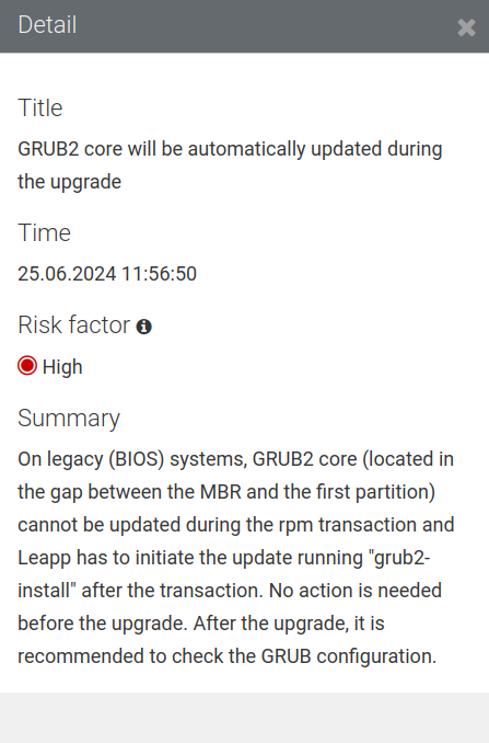 Details view of grub core finding