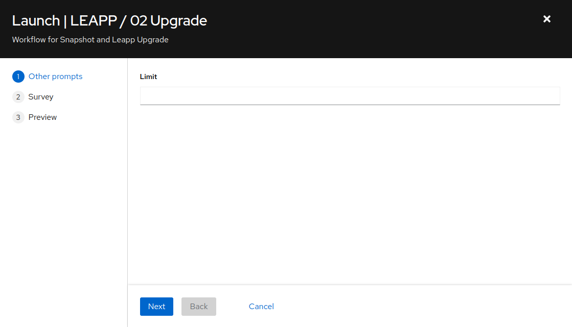 Upgrade job limit prompt on AAP Web UI