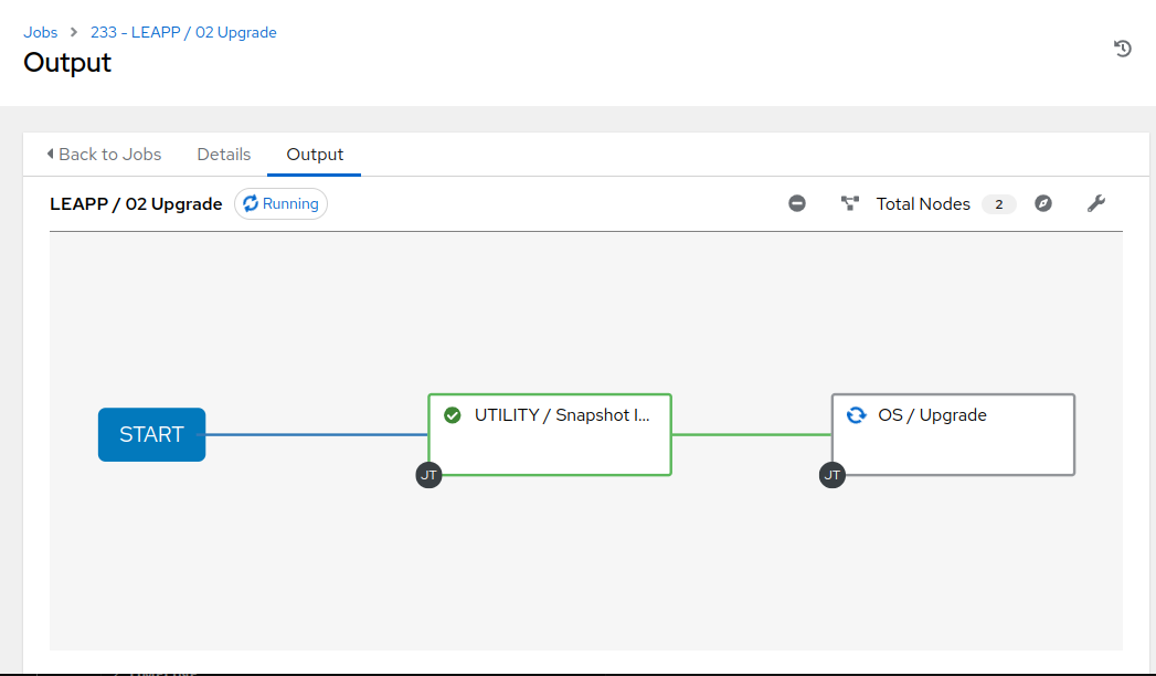 Leapp upgrade workflow output